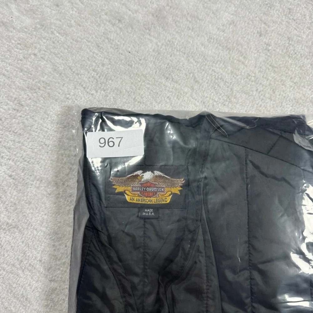 Harley Davidson Mens Black Quilted Vest‎ Thermolite Leather Trim Made in USA M